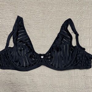 Sam Edelman Black Sheer Striped Bra